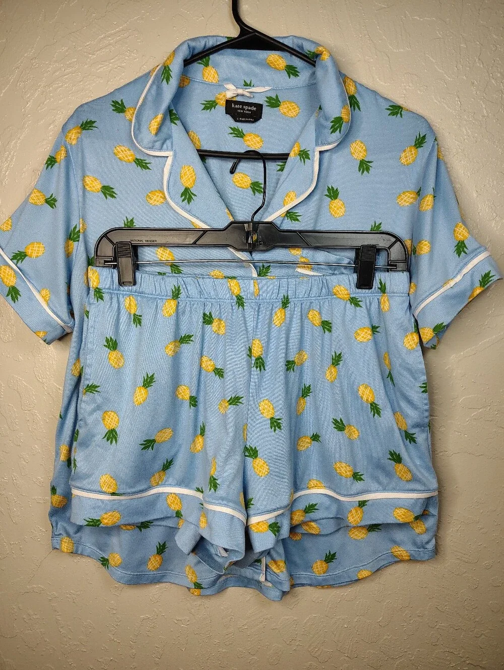 Kate Spade Pineapple Print Light Blue Short Pajama Set Size S